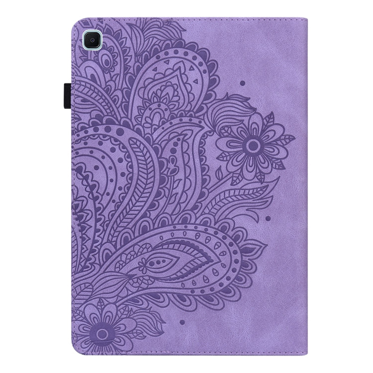 For Samsung Galaxy Tab S6 Lite P610 Peacock Embossed Pattern TPU + PU Horizontal Flip Leather Case with Holder & Card Slots & Wallet & Sleep / Wake-up Function(Purple) by bashfashion