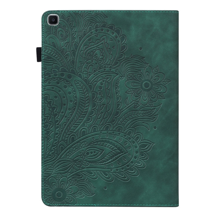 For Samsung Galaxy Tab A 8.0 (2019) T290 Peacock Embossed Pattern TPU + PU Horizontal Flip Leather Case with Holder & Card Slots & Wallet(Green) by bashfashion