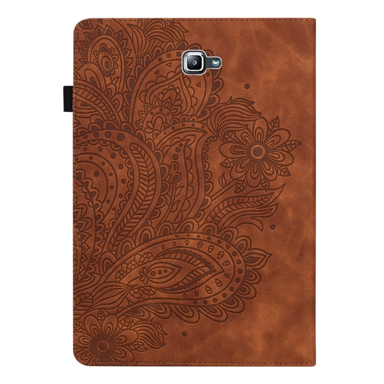 For Samsung Galaxy Tab A 10.1 (2016) T580 Peacock Embossed Pattern TPU + PU Horizontal Flip Leather Case with Holder & Card Slots & Wallet(Brown) by bashfashion