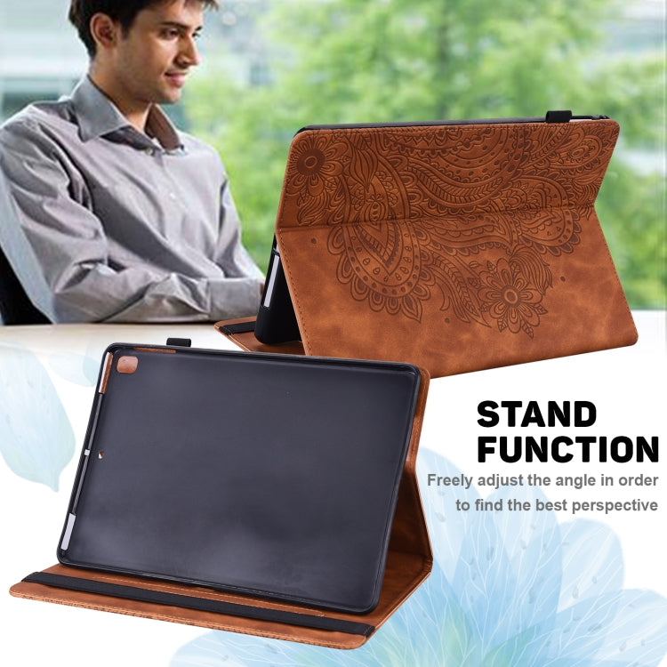 For Samsung Galaxy Tab A 10.1 (2016) T580 Peacock Embossed Pattern TPU + PU Horizontal Flip Leather Case with Holder & Card Slots & Wallet(Brown) by bashfashion