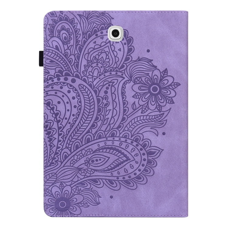 For Samsung Galaxy Tab S2 9.7 T815 Peacock Embossed Pattern TPU + PU Horizontal Flip Leather Case with Holder & Card Slots & Wallet(Purple) by bashfashion