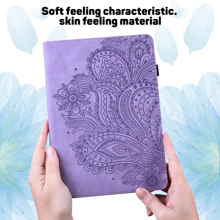For Samsung Galaxy Tab S2 9.7 T815 Peacock Embossed Pattern TPU + PU Horizontal Flip Leather Case with Holder & Card Slots & Wallet(Purple) by bashfashion