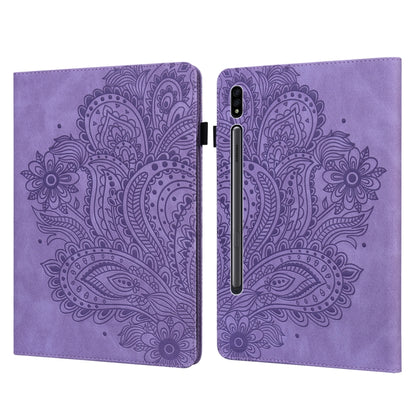For Samsung Galaxy Tab S8 / Galaxy Tab S7 T875 Peacock Embossed Pattern TPU + PU Horizontal Flip Leather Case with Holder & Card Slots & Wallet(Purple) by bashfashion