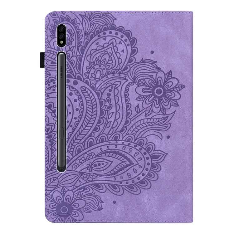 For Samsung Galaxy Tab S8 / Galaxy Tab S7 T875 Peacock Embossed Pattern TPU + PU Horizontal Flip Leather Case with Holder & Card Slots & Wallet(Purple) by bashfashion