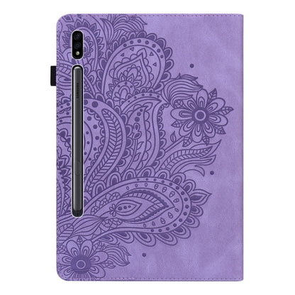 For Samsung Galaxy Tab S8 / Galaxy Tab S7 T875 Peacock Embossed Pattern TPU + PU Horizontal Flip Leather Case with Holder & Card Slots & Wallet(Purple) by bashfashion