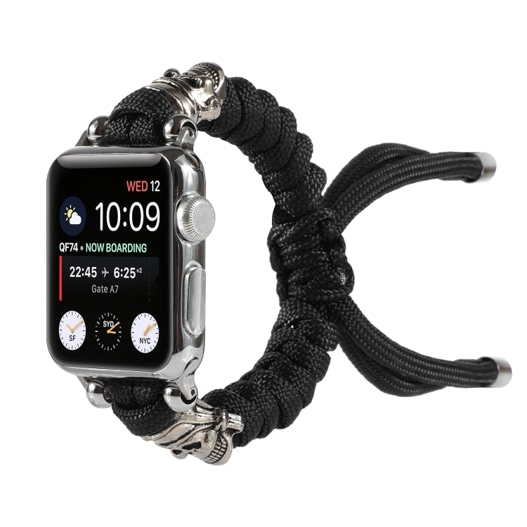Skull Umbrella Cord Braided Watch Band For Apple Watch Series 7 45mm / 6 & SE & 5 & 4 44mm / 3 & 2 & 1 42mm(Black) by bashfashion