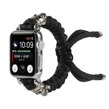 Skull Umbrella Cord Braided Watch Band For Apple Watch Series 7 45mm / 6 & SE & 5 & 4 44mm / 3 & 2 & 1 42mm(Black) by bashfashion
