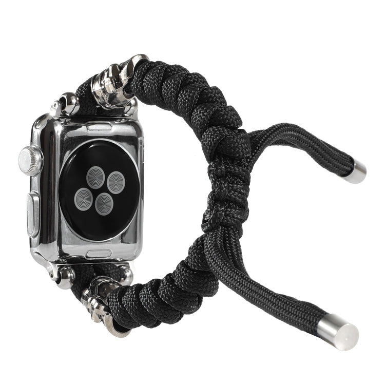 Skull Umbrella Cord Braided Watch Band For Apple Watch Series 7 45mm / 6 & SE & 5 & 4 44mm / 3 & 2 & 1 42mm(Black) by bashfashion
