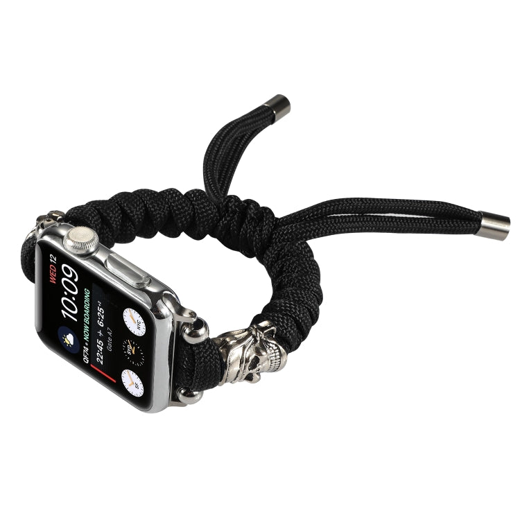 Skull Umbrella Cord Braided Watch Band For Apple Watch Series 7 45mm / 6 & SE & 5 & 4 44mm / 3 & 2 & 1 42mm(Black) by bashfashion