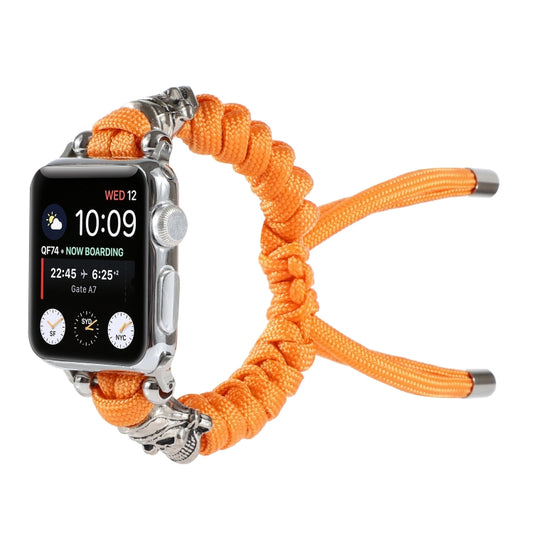 Skull Umbrella Cord Braided Watch Band For Apple Watch Series 9&8&7 41mm / SE 3&SE 2&6&SE&5&4 40mm / 3&2&1 38mm(Orange) by bashfashion
