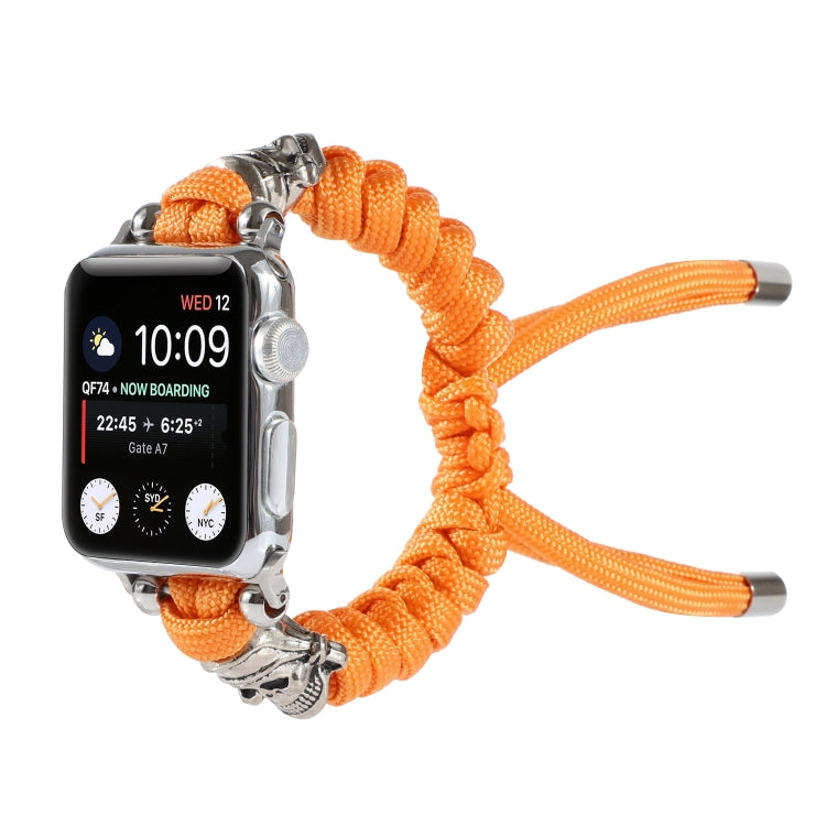 Skull Umbrella Cord Braided Watch Band For Apple Watch Series 9&8&7 41mm / SE 3&SE 2&6&SE&5&4 40mm / 3&2&1 38mm(Orange) by bashfashion