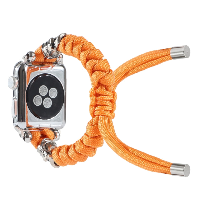 Skull Umbrella Cord Braided Watch Band For Apple Watch Series 9&8&7 41mm / SE 3&SE 2&6&SE&5&4 40mm / 3&2&1 38mm(Orange) by bashfashion
