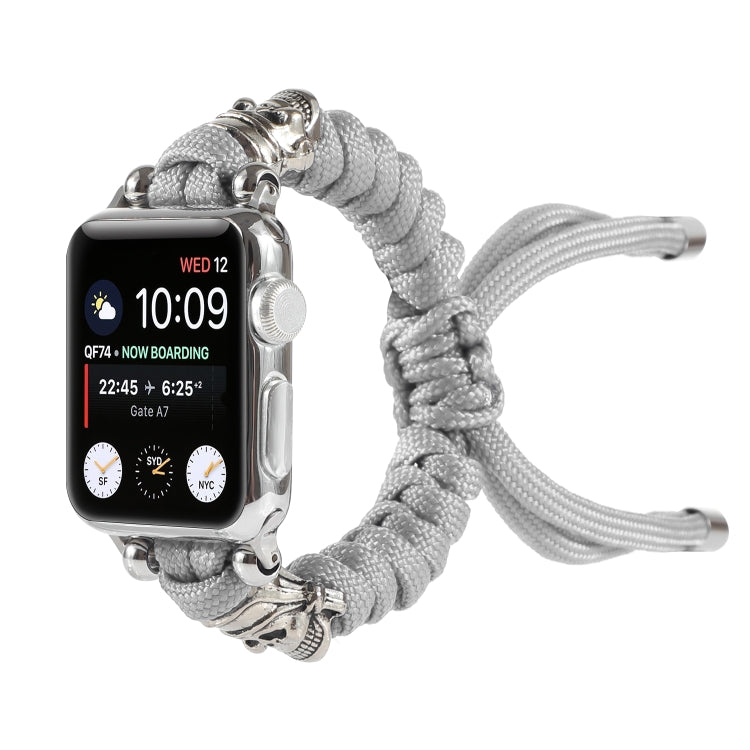 Skull Umbrella Cord Braided Watch Band For Apple Watch Series 9&8&7 41mm / SE 3&SE 2&6&SE&5&4 40mm / 3&2&1 38mm(Grey) by bashfashion