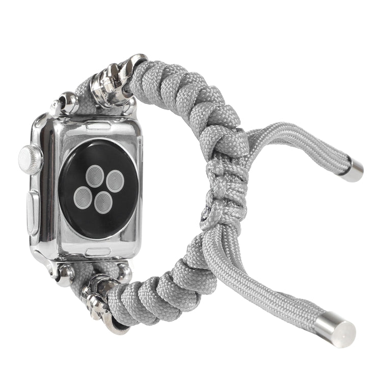Skull Umbrella Cord Braided Watch Band For Apple Watch Series 9&8&7 41mm / SE 3&SE 2&6&SE&5&4 40mm / 3&2&1 38mm(Grey) by bashfashion