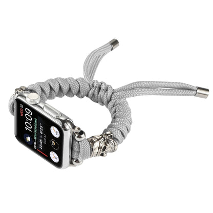 Skull Umbrella Cord Braided Watch Band For Apple Watch Series 9&8&7 41mm / SE 3&SE 2&6&SE&5&4 40mm / 3&2&1 38mm(Grey) by bashfashion
