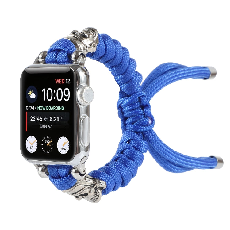 Skull Umbrella Cord Braided Watch Band For Apple Watch Series 9&8&7 41mm / SE 3&SE 2&6&SE&5&4 40mm / 3&2&1 38mm(Blue) by bashfashion