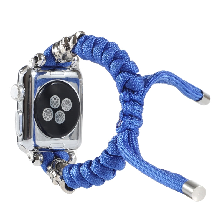Skull Umbrella Cord Braided Watch Band For Apple Watch Series 9&8&7 41mm / SE 3&SE 2&6&SE&5&4 40mm / 3&2&1 38mm(Blue) by bashfashion