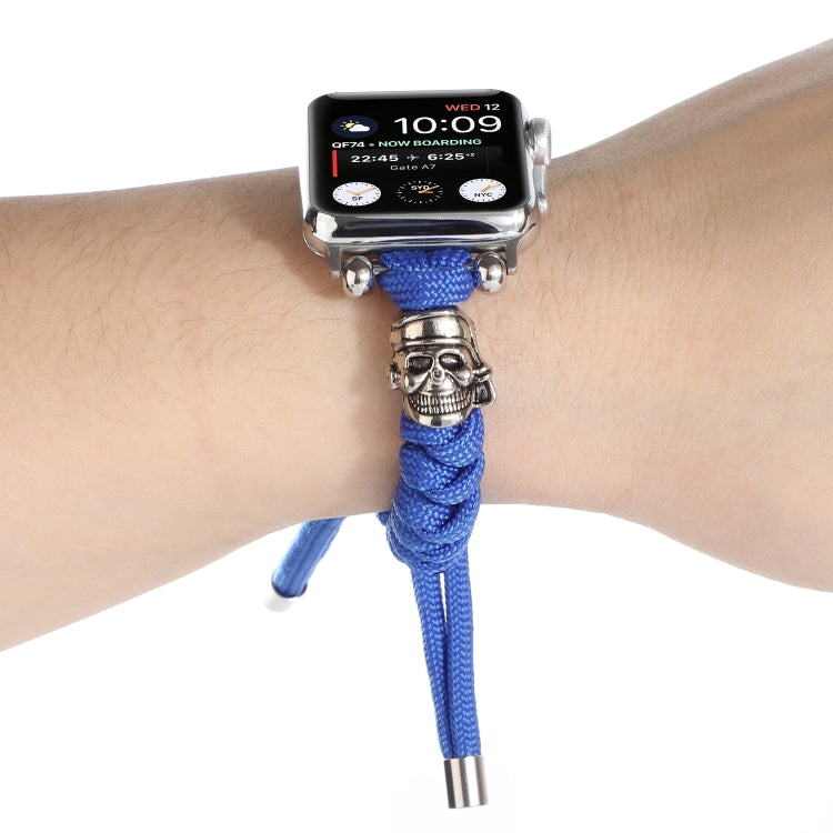 Skull Umbrella Cord Braided Watch Band For Apple Watch Series 9&8&7 41mm / SE 3&SE 2&6&SE&5&4 40mm / 3&2&1 38mm(Blue) by bashfashion