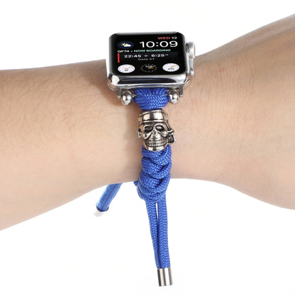Skull Umbrella Cord Braided Watch Band For Apple Watch Series 9&8&7 41mm / SE 3&SE 2&6&SE&5&4 40mm / 3&2&1 38mm(Blue) by bashfashion
