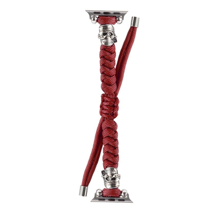 Skull Umbrella Cord Braided Watch Band For Apple Watch Series 9&8&7 41mm / SE 3&SE 2&6&SE&5&4 40mm / 3&2&1 38mm(Dark Red) by bashfashion