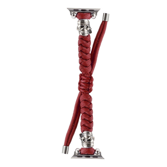 Skull Umbrella Cord Braided Watch Band For Apple Watch Series 9&8&7 41mm / SE 3&SE 2&6&SE&5&4 40mm / 3&2&1 38mm(Dark Red) by bashfashion