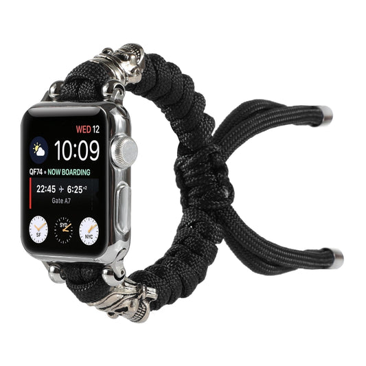 Skull Umbrella Cord Braided Watch Band For Apple Watch Series 9&8&7 41mm / SE 3&SE 2&6&SE&5&4 40mm / 3&2&1 38mm(Black) by bashfashion