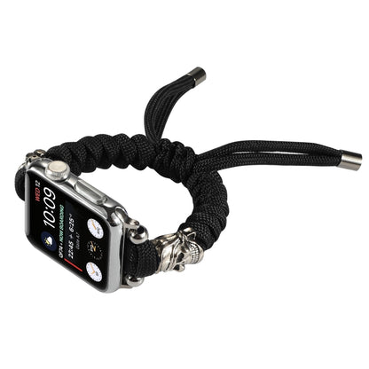 Skull Umbrella Cord Braided Watch Band For Apple Watch Series 9&8&7 41mm / SE 3&SE 2&6&SE&5&4 40mm / 3&2&1 38mm(Black) by bashfashion