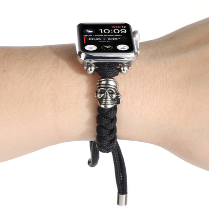 Skull Umbrella Cord Braided Watch Band For Apple Watch Series 9&8&7 41mm / SE 3&SE 2&6&SE&5&4 40mm / 3&2&1 38mm(Black) by bashfashion