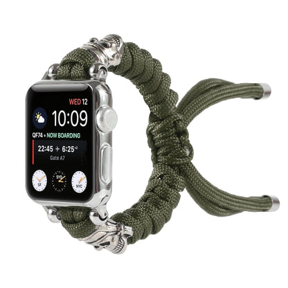 Skull Umbrella Cord Braided Watch Band For Apple Watch Series 9&8&7 41mm / SE 3&SE 2&6&SE&5&4 40mm / 3&2&1 38mm(Dark Green) by bashfashion