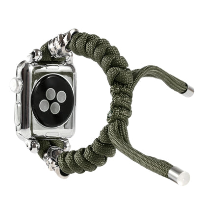 Skull Umbrella Cord Braided Watch Band For Apple Watch Series 9&8&7 41mm / SE 3&SE 2&6&SE&5&4 40mm / 3&2&1 38mm(Dark Green) by bashfashion