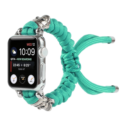 Skull Umbrella Cord Braided Watch Band For Apple Watch Series 9&8&7 41mm / SE 3&SE 2&6&SE&5&4 40mm / 3&2&1 38mm(Mint Green) by bashfashion