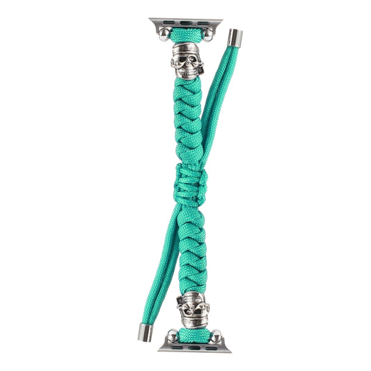 Skull Umbrella Cord Braided Watch Band For Apple Watch Series 9&8&7 41mm / SE 3&SE 2&6&SE&5&4 40mm / 3&2&1 38mm(Mint Green) by bashfashion