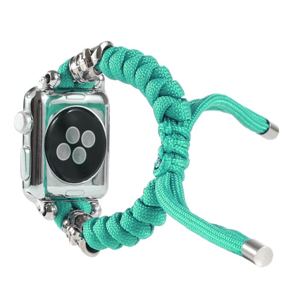 Skull Umbrella Cord Braided Watch Band For Apple Watch Series 9&8&7 41mm / SE 3&SE 2&6&SE&5&4 40mm / 3&2&1 38mm(Mint Green) by bashfashion