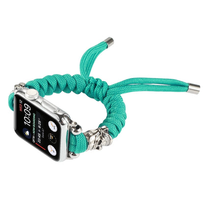Skull Umbrella Cord Braided Watch Band For Apple Watch Series 9&8&7 41mm / SE 3&SE 2&6&SE&5&4 40mm / 3&2&1 38mm(Mint Green) by bashfashion