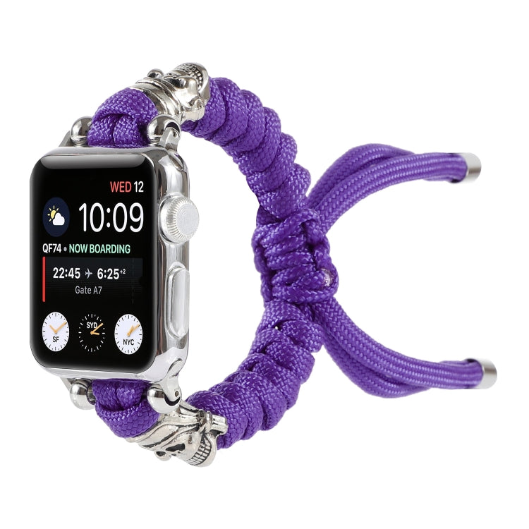 Skull Umbrella Cord Braided Watch Band For Apple Watch Series 9&8&7 41mm / SE 3&SE 2&6&SE&5&4 40mm / 3&2&1 38mm(Purple) by bashfashion