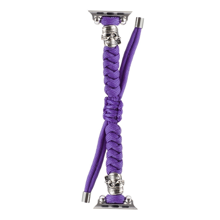Skull Umbrella Cord Braided Watch Band For Apple Watch Series 9&8&7 41mm / SE 3&SE 2&6&SE&5&4 40mm / 3&2&1 38mm(Purple) by bashfashion