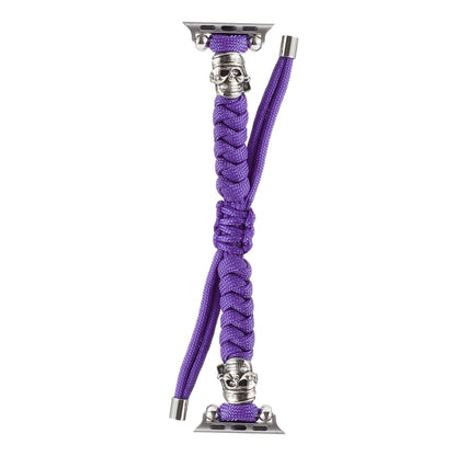Skull Umbrella Cord Braided Watch Band For Apple Watch Series 9&8&7 41mm / SE 3&SE 2&6&SE&5&4 40mm / 3&2&1 38mm(Purple) by bashfashion