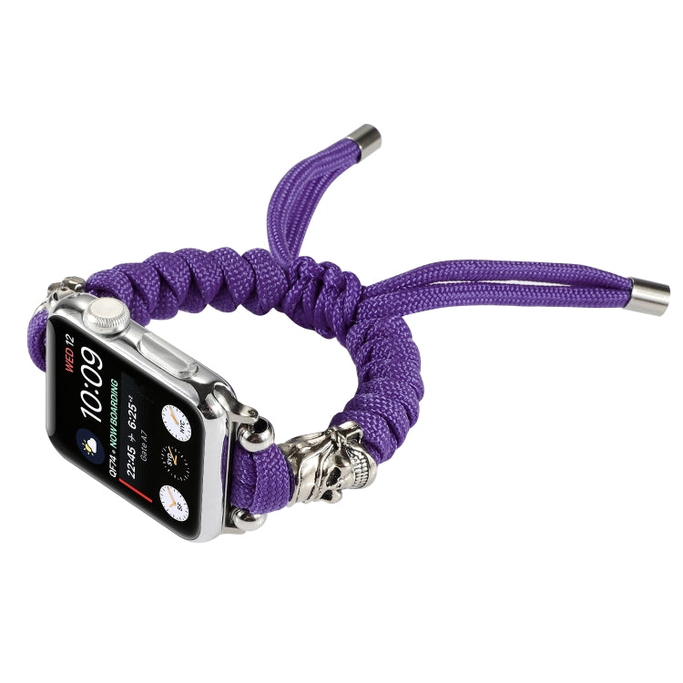 Skull Umbrella Cord Braided Watch Band For Apple Watch Series 9&8&7 41mm / SE 3&SE 2&6&SE&5&4 40mm / 3&2&1 38mm(Purple) by bashfashion