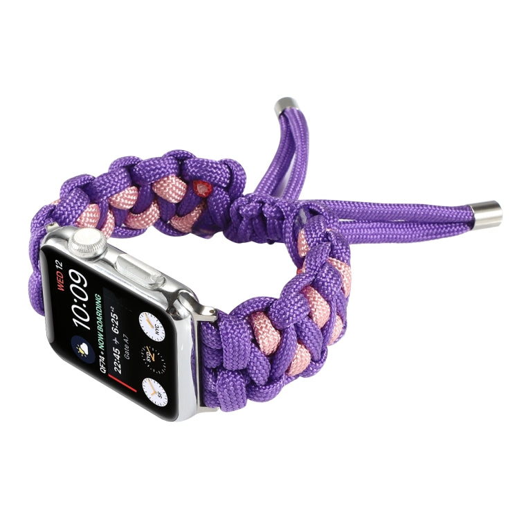 Braided Umbrella Cord Watch Band For Apple Watch Ultra 49mm&Watch Ultra 2 49mm / Series 9&8&7 45mm / SE 3&SE 2&6&SE&5&4 44mm / 3&2&1 42mm(Purple) by bashfashion