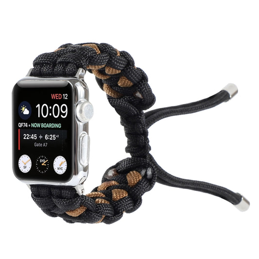 Braided Umbrella Cord Watch Band For Apple Watch Series 7 45mm / 6 & SE & 5 & 4 44mm / 3 & 2 & 1 42mm(Black) by bashfashion