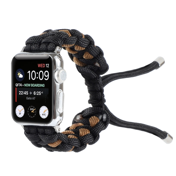 Braided Umbrella Cord Watch Band For Apple Watch Series 7 45mm / 6 & SE & 5 & 4 44mm / 3 & 2 & 1 42mm(Black) by bashfashion