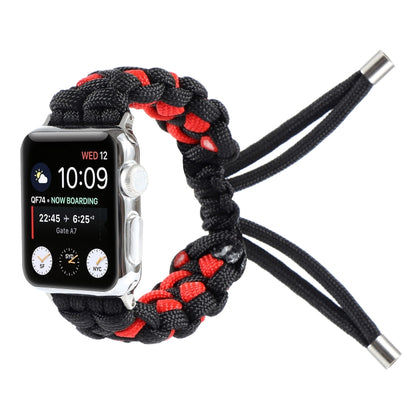Braided Umbrella Cord Watch Band For Apple Watch Series 7 45mm / 6 & SE & 5 & 4 44mm / 3 & 2 & 1 42mm(Black Red) by bashfashion