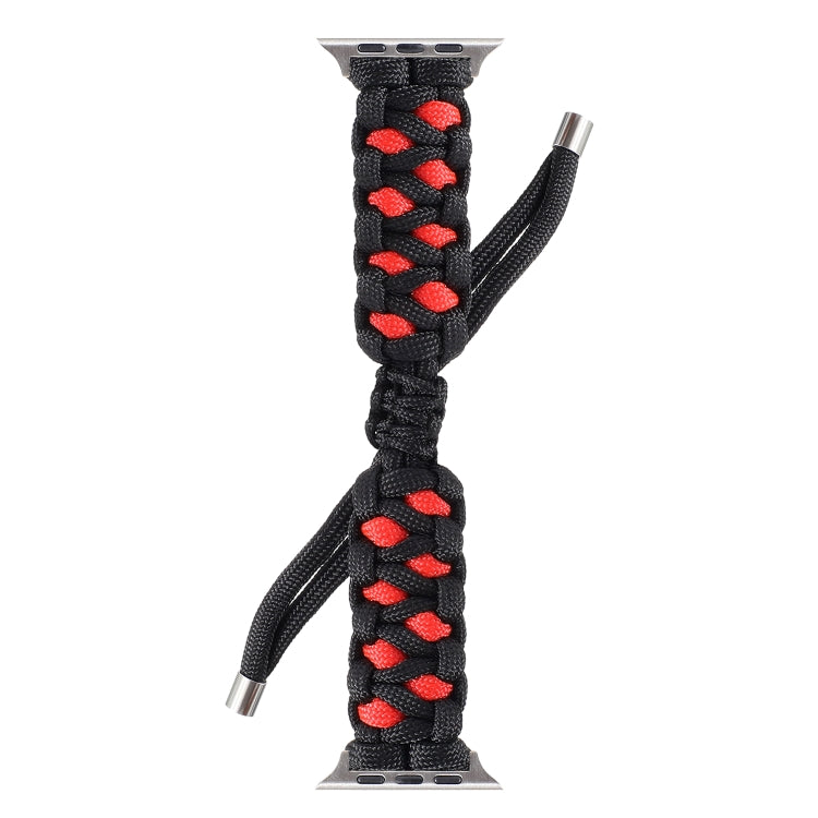 Braided Umbrella Cord Watch Band For Apple Watch Series 7 45mm / 6 & SE & 5 & 4 44mm / 3 & 2 & 1 42mm(Black Red) by bashfashion