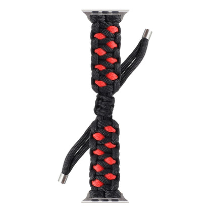 Braided Umbrella Cord Watch Band For Apple Watch Series 7 45mm / 6 & SE & 5 & 4 44mm / 3 & 2 & 1 42mm(Black Red) by bashfashion