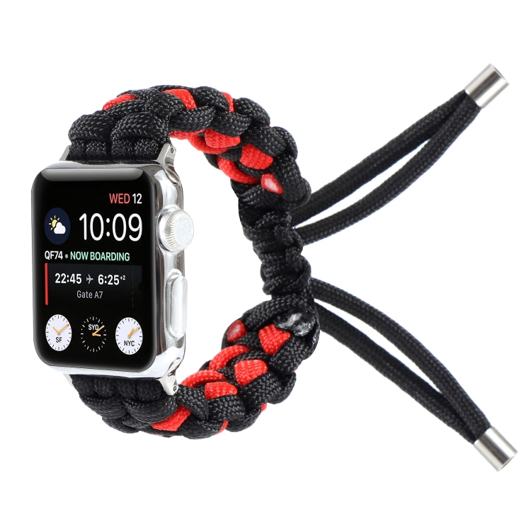 Braided Umbrella Cord Watch Band For Apple Watch Series 7 45mm / 6 & SE & 5 & 4 44mm / 3 & 2 & 1 42mm(Black Red) by bashfashion
