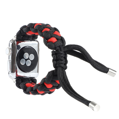 Braided Umbrella Cord Watch Band For Apple Watch Series 7 45mm / 6 & SE & 5 & 4 44mm / 3 & 2 & 1 42mm(Black Red) by bashfashion
