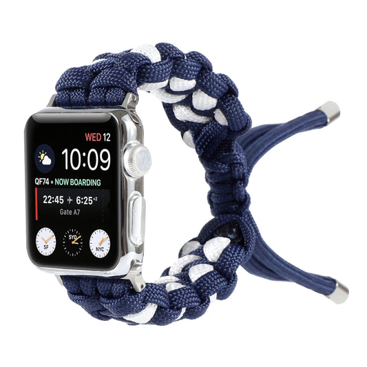Braided Umbrella Cord Watch Band For Apple Watch Ultra 49mm&Watch Ultra 2 49mm / Series 9&8&7 45mm / SE 3&SE 2&6&SE&5&4 44mm / 3&2&1 42mm(Dark Blue) by bashfashion