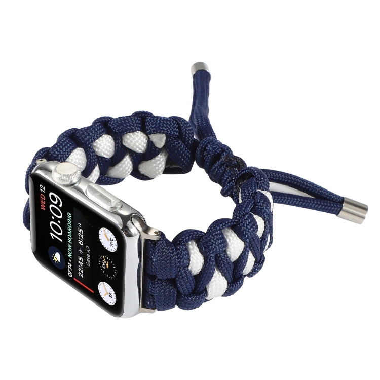 Braided Umbrella Cord Watch Band For Apple Watch Ultra 49mm&Watch Ultra 2 49mm / Series 9&8&7 45mm / SE 3&SE 2&6&SE&5&4 44mm / 3&2&1 42mm(Dark Blue) by bashfashion