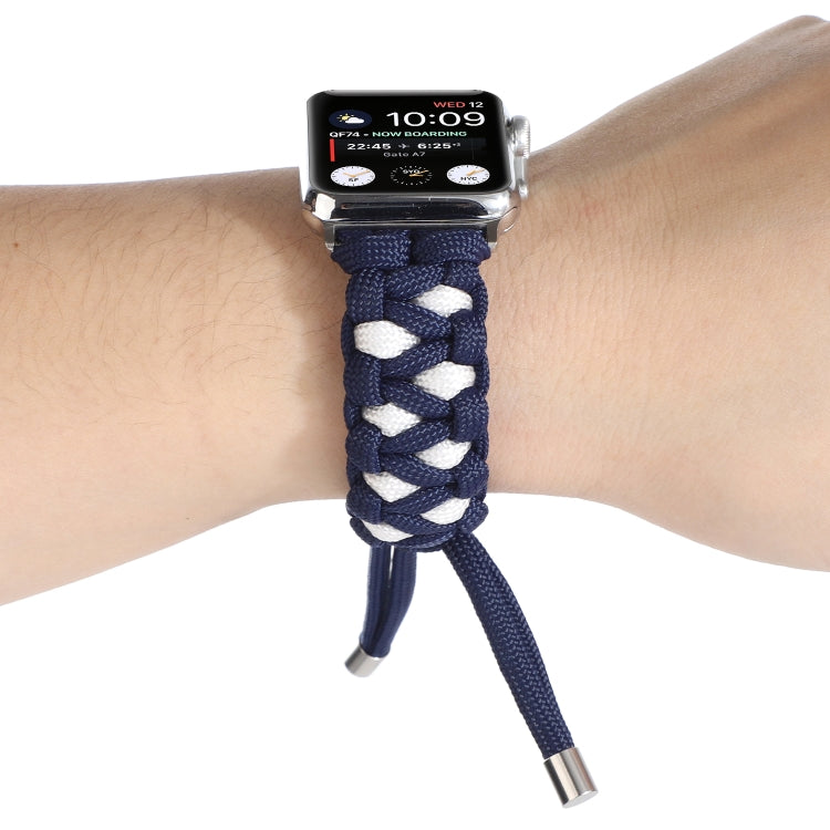 Braided Umbrella Cord Watch Band For Apple Watch Ultra 49mm&Watch Ultra 2 49mm / Series 9&8&7 45mm / SE 3&SE 2&6&SE&5&4 44mm / 3&2&1 42mm(Dark Blue) by bashfashion