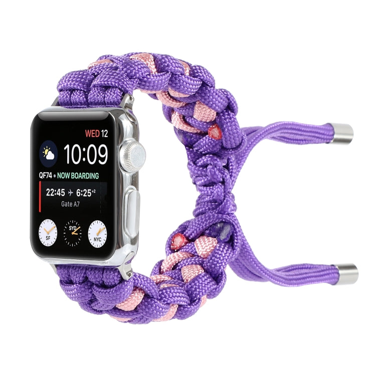 Braided Umbrella Cord Watch Band For Apple Watch Series 9&8&7 41mm / SE 3&SE 2&6&SE&5&4 40mm / 3&2&1 38mm(Purple) by bashfashion